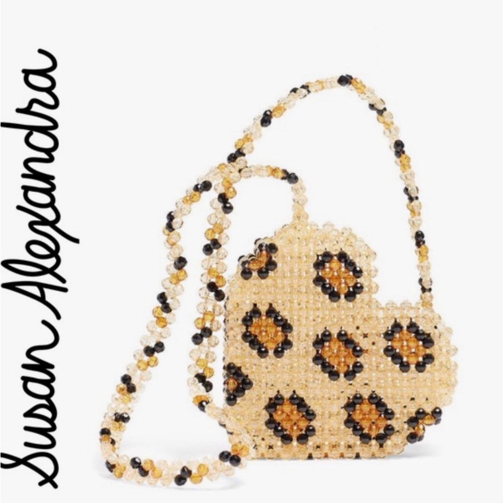 Susan Alexandra Beaded Heart Mini Bag - Black and Gold